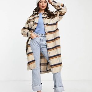 River Island longline check oversized jacket size small